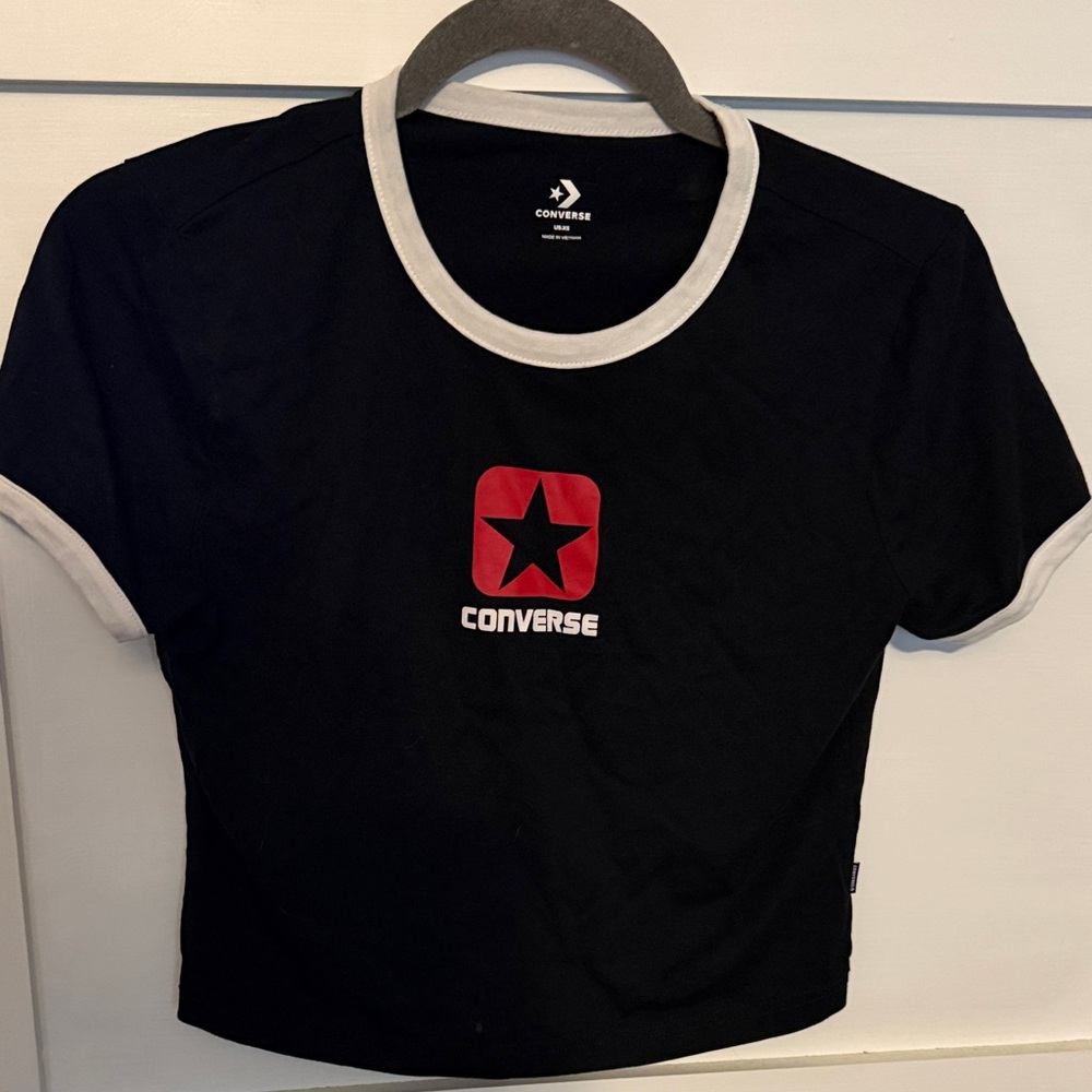 Converse Black Tee with Red Star Logo